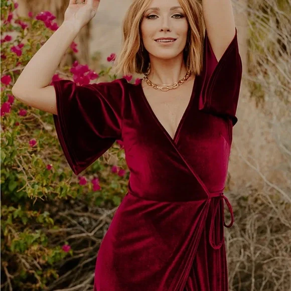 Baltic Born | Dresses | Bnwt Baltic Born Burgundy Velvet Wrap Dress